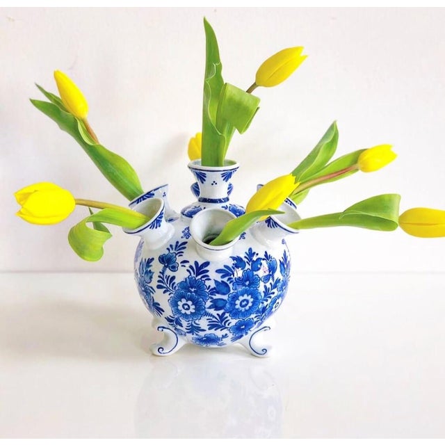 Blue & White Delft Tulipiere Vase Chairish