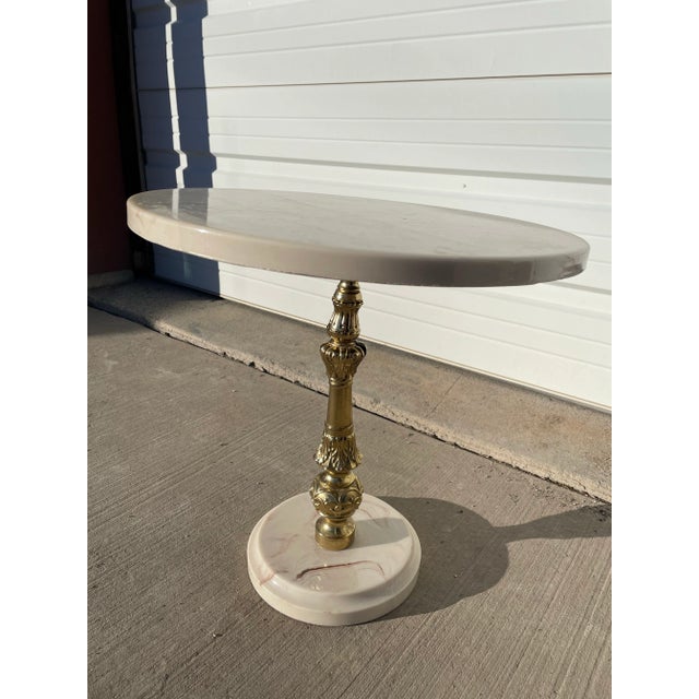 Vintage Hollywood Regency Travertine Side Table For Sale - Image 10 of 11