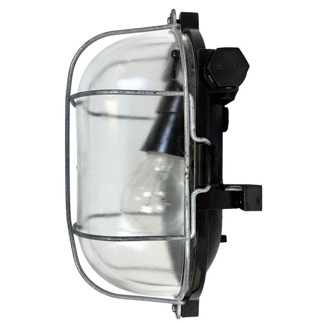 Industrial Brown Bakelite Wall Light with Clear Glass, 1960s For Sale - Image 17 of 17