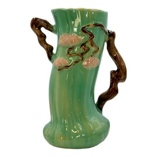 1949 Roseville Ming Tree Vase # 582 Green, Pink Brown For Sale