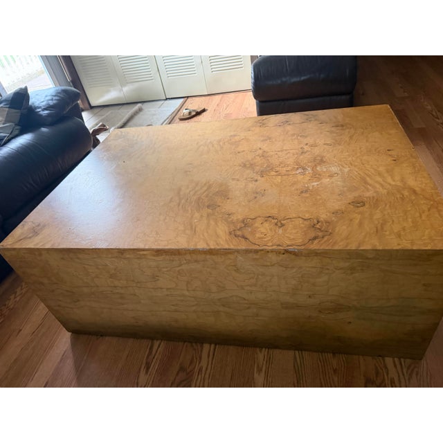 Milo Baughman 1970s Attributed to Milo Baughman Mid Century Burlwood Coffee Table For Sale - Image 4 of 7