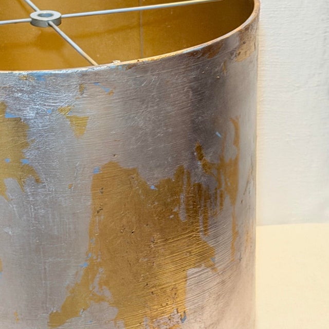 1990s Berman Palm Frond Lamp, Bespoke Gilded Shade, Newly Painted For Sale - Image 10 of 16