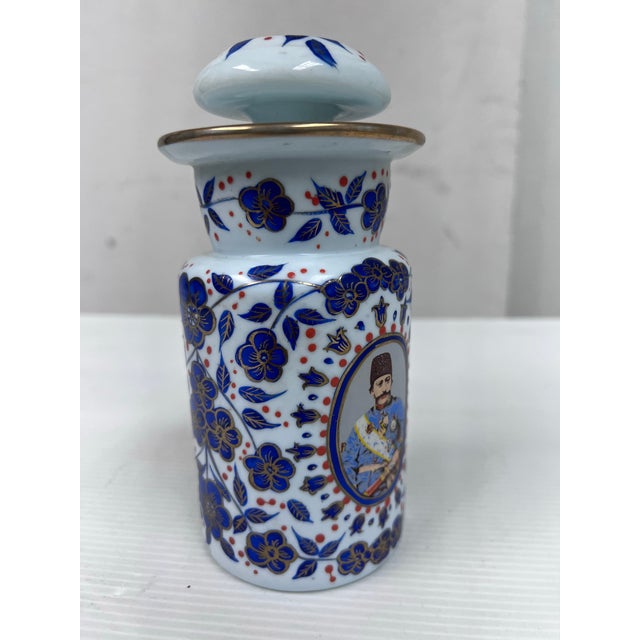 Ceramic Antique 1920's Persian Vessel + Lid For Sale - Image 7 of 12