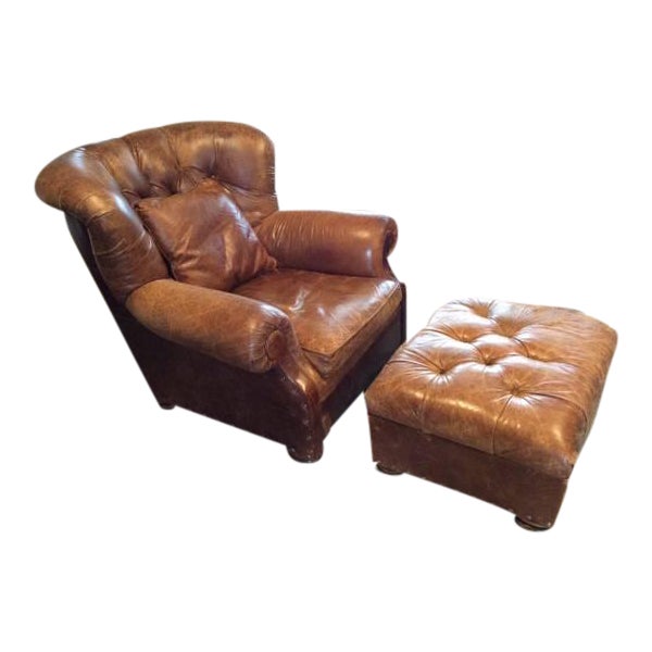 Restoration Hardware Buster Chair & Ottoman A Pair Chairish
