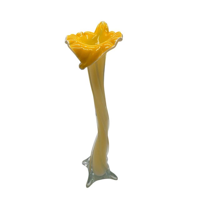 Yellow Yellow Murano Glass Flower Vase, Italy, 1960s For Sale - Image 8 of 8