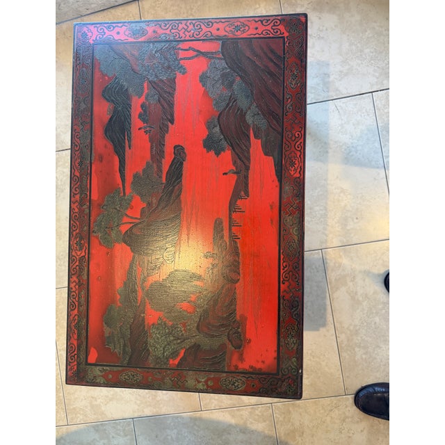 1920s Chinese Red Lacquered Table For Sale - Image 10 of 13