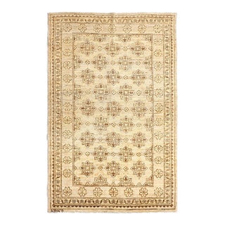 3'1" X 4'8" Small Ariana Samarkand Collection Soft Honey and Brown Semi Geometric Floral Rug (3' X 5') For Sale