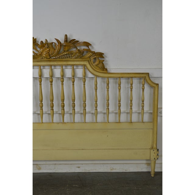Vintage French Provincial Louis XV Style Painted King Size Headboard