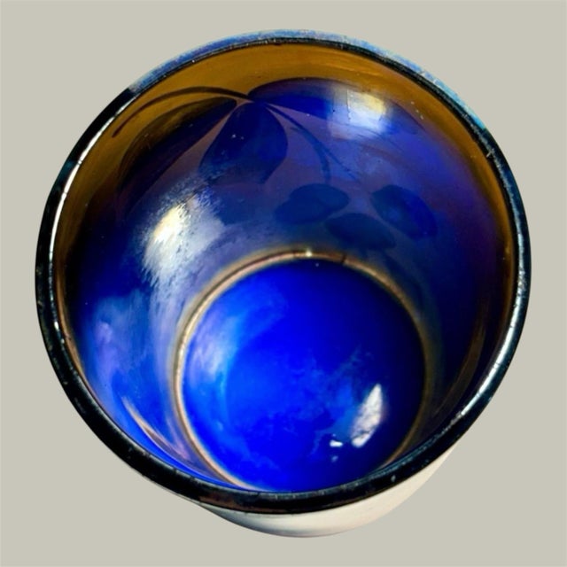 Small Antique Highly Iridescent Art Nouveau Glass Vase W/ Enameled Floral Decor For Sale In Philadelphia - Image 6 of 8