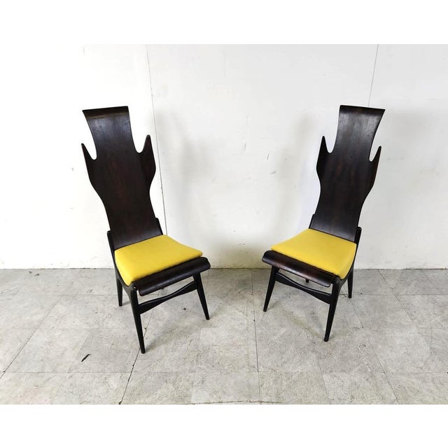 Black Mid-Century High Back Flame Dining Chairs from Dante Latorre, 1950s, Set of 4 For Sale - Image 8 of 12