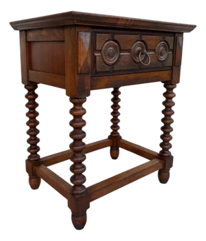 Spanish Carved Wood Side Table, Mid 20th-Century