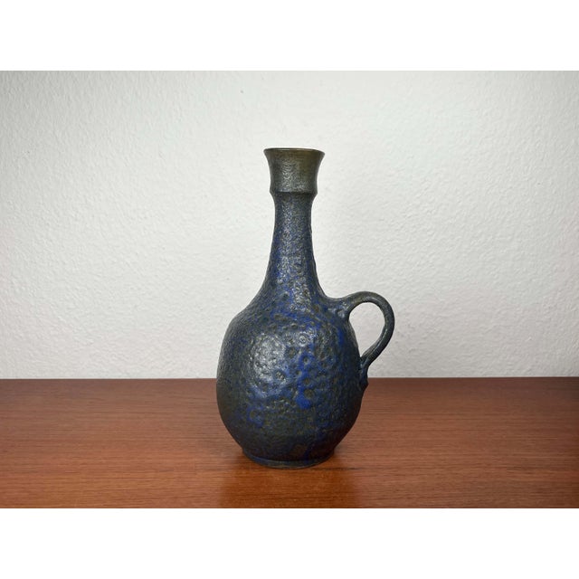 Mid-Century Modern Mid-Century Modern Germany Blue Carafe Vase from Gebr. H.u.G. Claussen, 1960s For Sale - Image 3 of 18