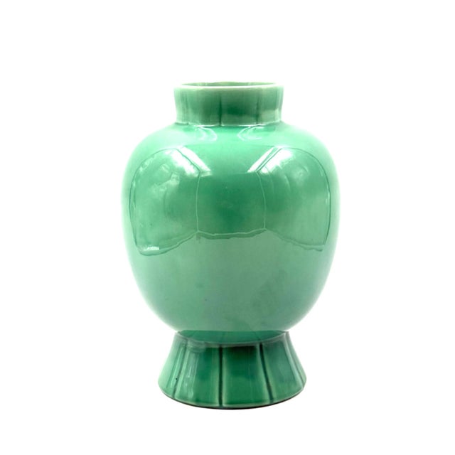 Paul Millet, Art Deco Green Ceramic Vase, Sevres France 1930s For Sale - Image 6 of 13