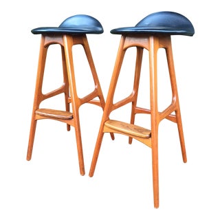 Erik Buch Buck Teak and Rosewood Bar Stools- A Pair For Sale