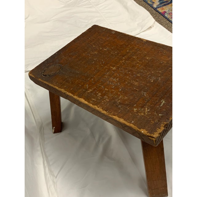 1940s Primitive Wooden Stool/Plant Stand For Sale - Image 4 of 12