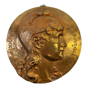 Antique French Bronze Marianne Plaque Jules Graux Fondeur 1880 République 12"