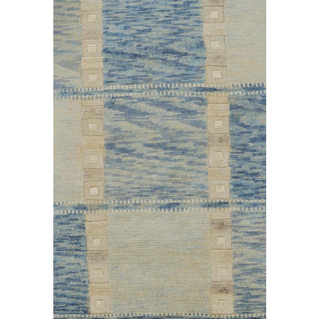 Contemporary Rug & Kilim’s Scandinavian Style Rug in Blue and Cream With Geometric Patterns For Sale - Image 3 of 8