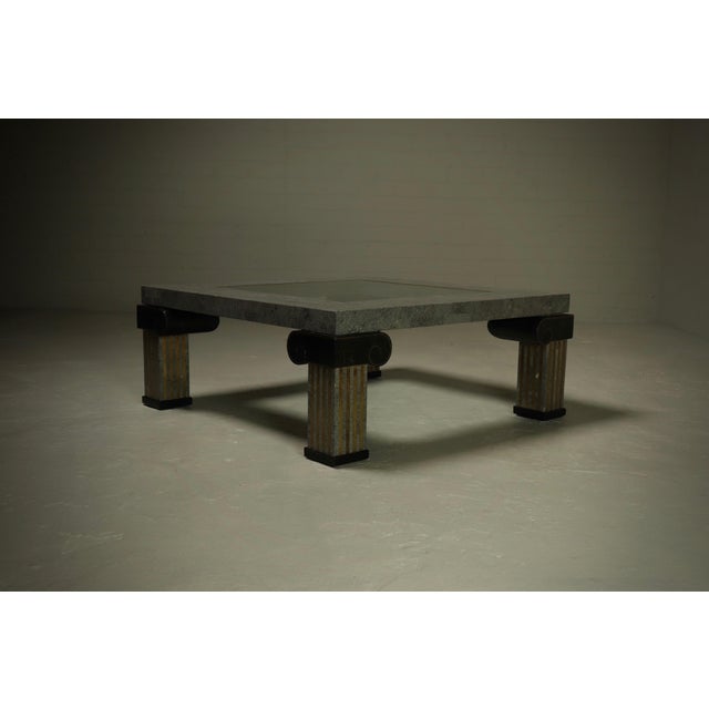 Black Tessellated Stone and Brass Coffee Table from Maitland Smith, 1980s For Sale - Image 8 of 12