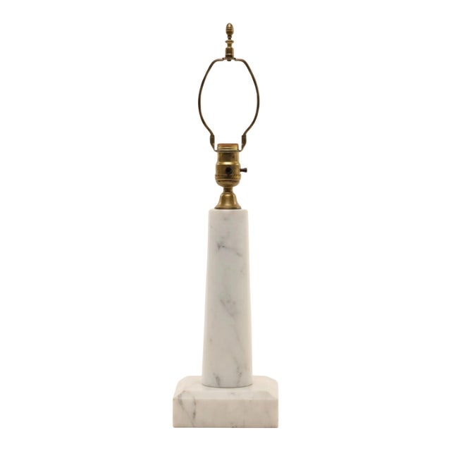 Small 1950s Solid Marble Column Lamp For Sale