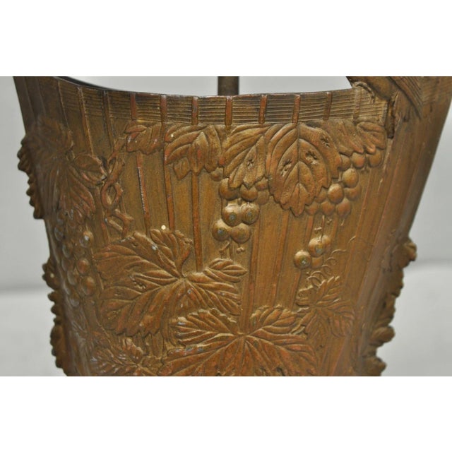 Bronze Antique French Art Nouveau Cast Metal Figural Umbrella Form Wall Pocket For Sale - Image 8 of 16