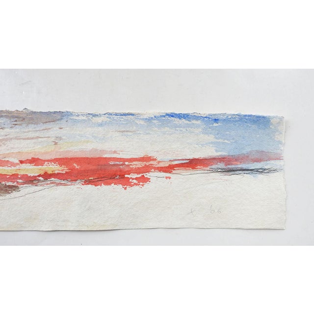 Long-format abstract landscape using watercolor and pencil on heavy watercolor paper by George Turner (1943-2014). Signed...