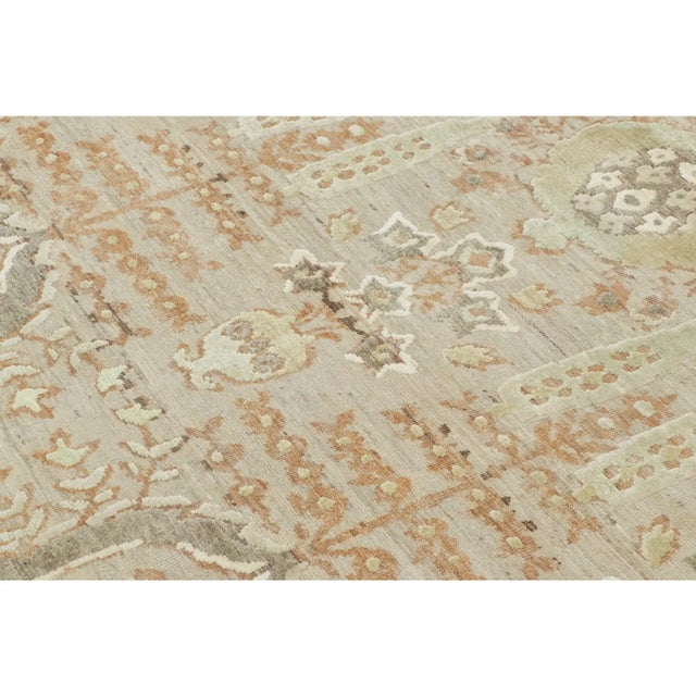 Late 20th Century Contemporary Block Print Floral Natural Silk Runner by Rug & Kilim, India For Sale - Image 5 of 9