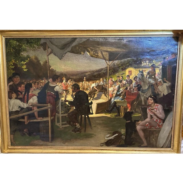Original condition, uncleaned, with age-related patina, real gold frame This piece is designed in the style of the...