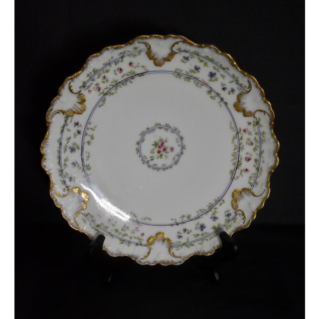 Limoges B and H France Floral Garlands Dinner Plate Brushed Double Gold For Sale - Image 10 of 15