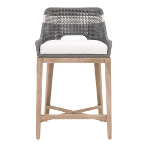 Tapestry Wood Frame Dove Rope Counter Stool