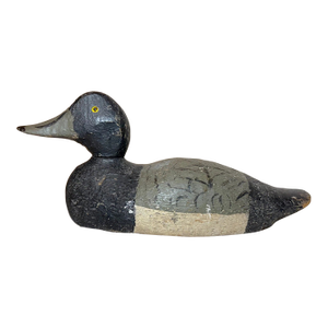 Antique Hand Carved Wood Folk Art Bluebill Drake Duck Decoy Bird Sculpture