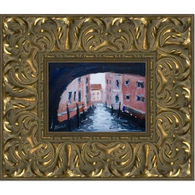 Wood "Under the Bridge, Venice" Contemporary Italian Landscape Oil Painting For Sale - Image 7 of 12