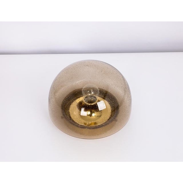 1970s Mid-Century Modern Flush Mount in Smoked Glass from Limburg, Germany, 1970s For Sale - Image 5 of 15
