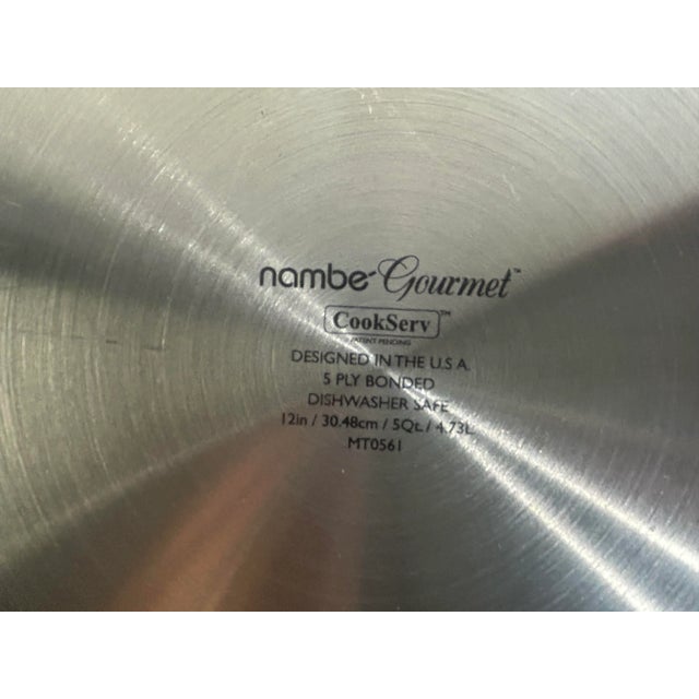 Metal 2020s Nambe 5-Ply Stainless Steel Saute Pan 12 Inch/5 Quart - 1 Piece For Sale - Image 7 of 7