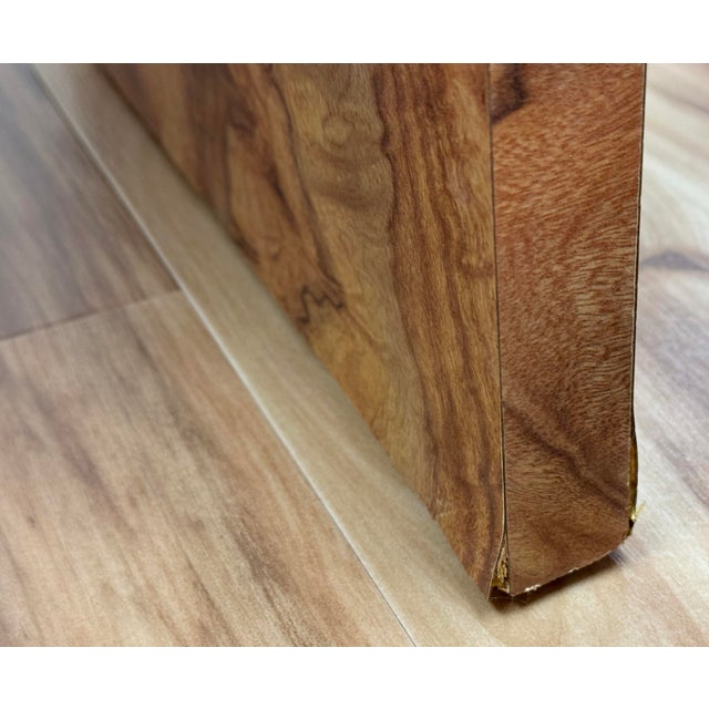 Vintage Mid Century Faux Burlwood Formica Console Table For Sale In Kansas City - Image 6 of 12