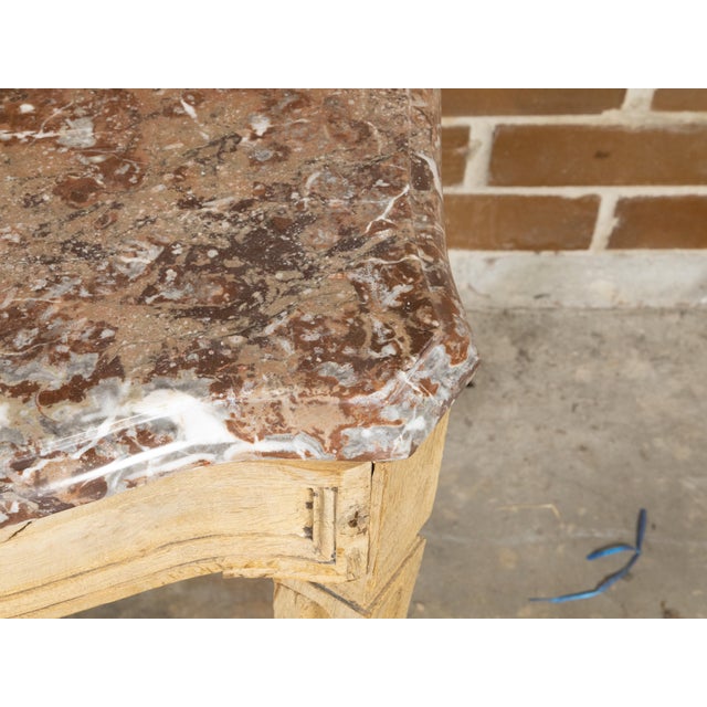 Italian Neoclassical 19th Century Bleached Oak Console Table with Red Marble Top For Sale - Image 11 of 11
