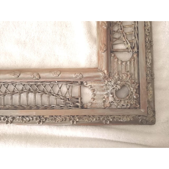 Ornamental & Decorative Materials Early 20th Century American Gesso and Wood/Wicker Gold Leaf Ornate Picture Frame, Heywood Wakefield/Paul Frankl Style For Sale - Image 7 of 11