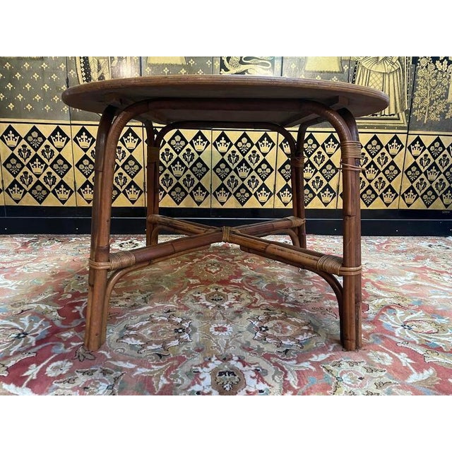 Bamboo and Oak Garden Table For Sale - Image 3 of 5