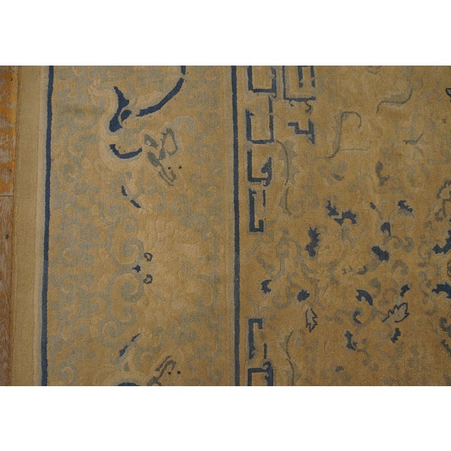 Traditional Tan-Camel Background Color With Small Circle on the Center Antique Chinese Peking Rug For Sale In New York - Image 6 of 12