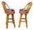 1950s Restored 3-Strand Arch Base Rattan Bar Stools W/ Woven Backrest, Pair For Sale