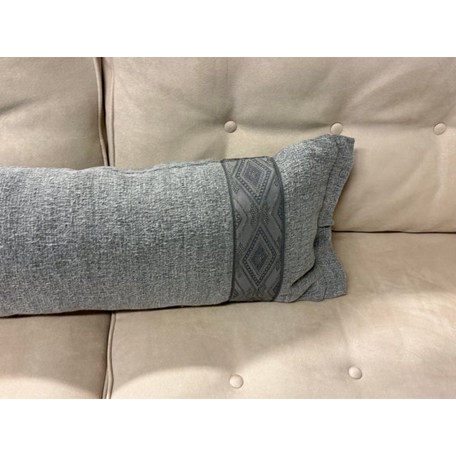 Textured Gray Bolster Pillow For Sale - Image 11 of 12