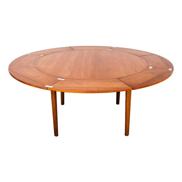 1960s Iconic Danish Modern Lotus Expandable Dining Table by Dyrlund, Large Version For Sale
