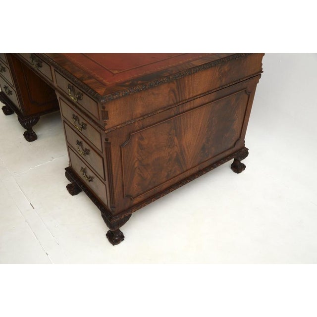 Antique Chippendale Pedestal Desk, 1900s For Sale - Image 10 of 13