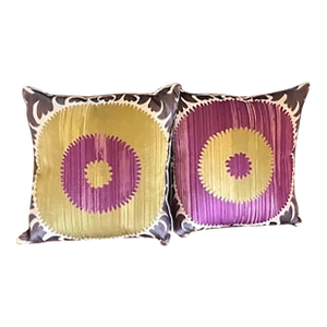 Suzani Pillows With Donghia Fabric and Down Fills (Pair)