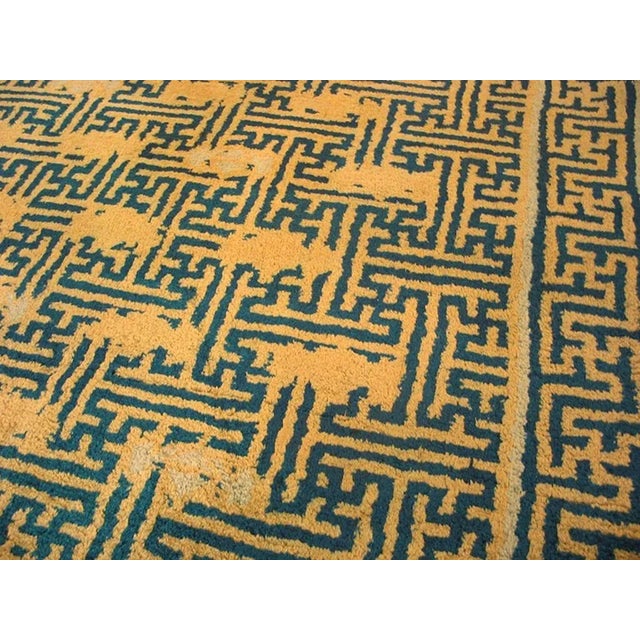 Splendid Asparagaus Background Color With Greek Key Pattern Antique Chinese Rug For Sale In New York - Image 6 of 7