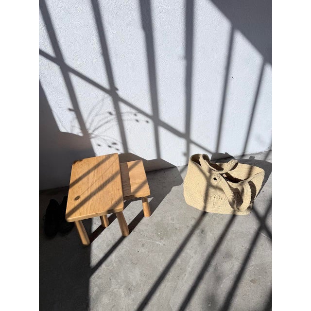 Wood Small Nesting Tables in Light Oak, 1950s, Set of 2 For Sale - Image 7 of 18