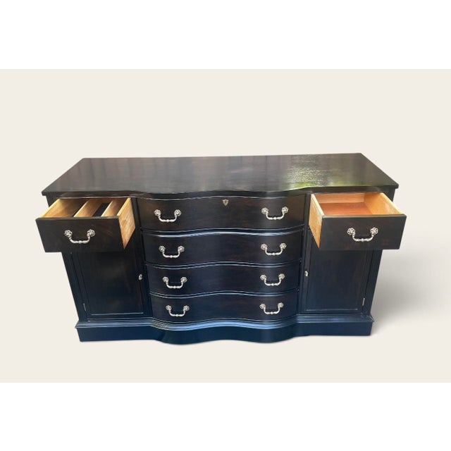 1950s Vintage Black Mahogany Hepplewhite Buffet For Sale - Image 5 of 14