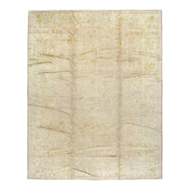 Galerie Shabab Collection Early 20th Century Handmade Turkish Oushak Room Size Carpet For Sale