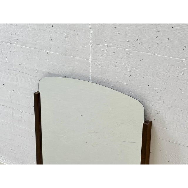 Minimalist Wall Mirror with Wooden Frame, 1970s For Sale - Image 8 of 12