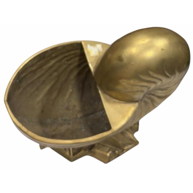 Vintage Brass Nautilus Shell Bowl Sculptural Catchall Palm Beach Shell Decor For Sale - Image 4 of 6