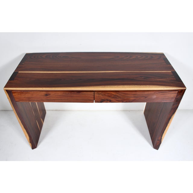 Wood Modern Parsons Style Cocobolo Desk, Handcrafted, 1980s For Sale - Image 7 of 17
